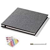 Photo Album Self Adhesive 3x5 4x6 5x7 6x8 8x10 8.5x11 11x10.6 Magnetic Scrapbook Album DIY Length 11x10.6 Inch 40 Pages Linen Cover DIY Photo Album with A Metallic Pen and DIY Accessories(Gray)