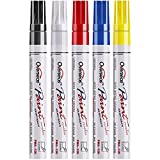 Paint Marker Pens - 5 Colors Permanent Oil Based Paint Markers, Medium Tip, Quick Dry and Waterproof Assorted Color Marker for Metal, Wood, Fabric, Plastic, Rock Painting, Stone, Mugs, Canvas, Glass