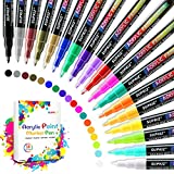 Acrylic Paint Markers Pens Set with 18 Colors Acrylic Paint Pens for Rocks Painting, Fabric, Wood, Canvas, Ceramic, Scrapbooking Supplies, DIY Crafts Making Art Supplies,Quick-Dry Paint Pens