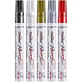 Paint Marker Pens - 5 Pack Permanent Oil Based Paint Markers, Medium Tip, Quick Dry and Waterproof Assorted Color Marker for Rock, Wood, Fabric, Plastic, Canvas, Glass, Mugs, Canvas, Glass
