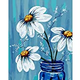 Paint by Numbers for Adults Beginner & Kids Ages 8-12 DIY Acrylic Painting Kits Hobbies for Adult Crafts Women on Canvas Oil– 16” x 20” Three Beautiful Flowers with 3 Brushes & Bright Colors