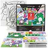 Arteza Kids Paint by Numbers Kit, 10 x 10 Inches, Pre-Printed Fairytale Canvas Painting Kit with 2 Canvases, 24 Acrylic Paint Pots, 3 Paintbrushes, Art Supplies for Developing Hand-Eye Coordination