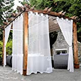 BONZER White Outdoor Sheer Curtains for Patio Waterproof - 2 Panels Grommet Indoor Voile Sheer Curtain for Living Room, Bedroom, Porch, Pergola, Cabana,54 x 84 inch, White