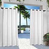 Exclusive Home Indoor/Outdoor Solid Cabana Grommet Top Curtain Panel, Winter White, 54x84, 2 Piece