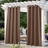 NICETOWN Blackout Outdoor Curtains for Patio Waterproof W52 x L108, Stainless Steel Grommet Thermal Insulated Gazebo Curtains Keep Warm for Patio / Front Porch, W52 x L108, Tan, 1 Panel