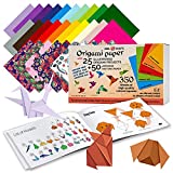 Origami Paper | 350 Origami Paper Kit | Set Includes - 300 Sheets 20 Colors 6x6 | 50 Traditional Japanese Patterns | Origami Book 25 Easy Colored Projects | Kids Crafts | Christmas Gifts for boys 8-12