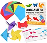 Origami Kit for Kids, 120 Sheets Origami Paper with Instructions Book, 6x6 Inch Square Easy Single Sided Color Folding Paper Set for Beginners Adults Kids Activity Birthday Christmas Gift