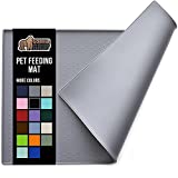 Gorilla Grip Silicone Pet Feeding Mat, Waterproof, Raised Edges to Prevent Spills, Easy Clean in Dishwasher, Dogs and Cats Placemat Tray to Stop Food and Water Bowl Messes on Floor, 18.5x11.5, Gray