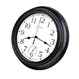 12 Inch Retro Indoor Outdoor Clocks Waterproof with Thermometer Easy to Read Silent Quality Quartz Vintage Bathroom Clock Battery Operated for Patio,Home,Garden Decor (Bronze)