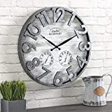 FirsTime & Co. Shiplap Farmhouse Outdoor Wall Clock, American Crafted, Light Gray, 18 x 2.5 x 18,