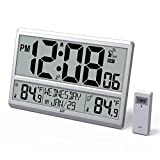 Atomic Clock, Digital Wall Clock with Indoor & Outdoor Temperature, Date, Time, Alarm Clock. LFF Atomic Wall Clock with Wireless Outdoor Sensor, Jumbo Display Easy to Read and Easy to Set