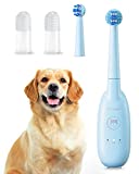 Dog Electric Toothbrush, Pet Toothbrush with 3 Modes, 2 Soft Finger Brushes 1 Replacement Head, Easy Teeth Cleaning Perfect for M&L Size Dog, Pet Dental Care Kit, Addition Bad Breath Tartar, BPA Free