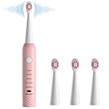 Sonic Electric Toothbrushes for Kids-5 Modes with Smart Timer, Waterproof USB Charging Rechargeable Ultrasonic Toothbrushes, 4 Replacement Brush Heads, Adults Power Toothbrush, Dentists Recommend