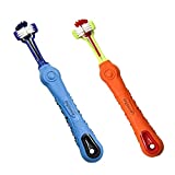 Orgrimmar 2 Pcs Three Sided Pet Toothbrush Dog Brush Addition Bad Breath Tartar Teeth Care Dog Cat Cleaning Mouth