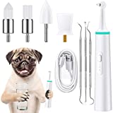 Dog Tartar Remover for Teeth Set Include Electric Teeth Polisher Plaque Stain Teeth Cleaner with 4 Brush Head Tooth Scaler and Scraper Dental Scaler Dog Teeth Cleaner Tools for Puppy Cat (No Battery)