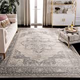 SAFAVIEH Brentwood Collection BNT865B Medallion Distressed Non-Shedding Living Room Bedroom Dining Home Office Area Rug, 8' x 10', Cream / Grey