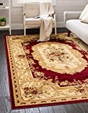 Unique Loom Versailles Collection Traditional Classic Floral Motif Area Rug (9' 0 x 12' 0 Rectangular, Burgundy/ Ivory)