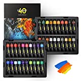 Magicfly Professional Oil Paint Set, 40 Tubes (18ml/0.6oz) including Classic, Metallic Gold, Silver & 3 White Colors, Rich Vibrant, Non-Toxic Oil Paints for Canvas Painting, Oil Paint Supplies for Artist, Kids and Beginners