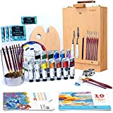 MEEDEN 46Pcs Professional Oil Painting Set with Wood Tabletop Easel Box,13X50ML Oil Paints,Paint Brushes Set with Stainless Steel Brush Cleaner,Palette Cup,Canvas Panels and Other Painting Supplies