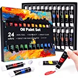 Oil Paint Set, 24 Colors x 12ml Tubes Painting Set, Non-Toxic Oil Paints for Canvas Painting, Rich Pigment and Vibrant Colors, Oil Paint Supplies for Artist, Kids and Beginners