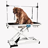 YOKWOK Upgrade Electric Pet Grooming Table, 50 Inch Dog Grooming Table, Professional X-Type Electric Lift for Large Dogs, with Anti-Static Anti-Slip Rubber Pad