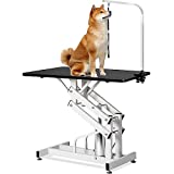 Hydraulic Pet Grooming Table for Large Dogs Professional Heavy Duty Adjustable Height - Portable Trimming Table Drying Table w/Arm/Noose, Maximum Capacity Up to 400Lb, 42.5''/ Black