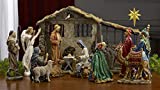 16 Piece Deluxe Edition Christmas Nativity Set with Real Frankincense Gold and Myrrh - 7 inch Scale