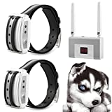 Blingbling Petsfun Electric Wireless Dog Fence System, Pet Containment System with Waterproof and Rechargeable Training Collar Receiver for 2 Dogs Pets Container Boundary (White)
