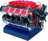 Playz V8 Combustion Engine Model Building Kit STEM Hobby Toy for Kids & Adults with DIY Guide & Realistic Parts Including Timing Belt, Cylinder Heads, Spark Plugs, Pistons, Ignition Wires, and More