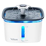 Veken 95oz/2.8L Pet Fountain, Automatic Cat Water Fountain Dog Water Dispenser with Smart Pump, 2 Replacement Filters for Cats, Dogs, Multiple Pets (Dark Grey)