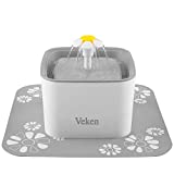 Veken Pet Fountain, 84oz/2.5L Automatic Cat Water Fountain Dog Water Dispenser with 3 Replacement Filters & 1 Silicone Mat for Cats, Dogs, Multiple Pets, Grey