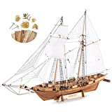 GAWEGM Wooden Ship Model Building Kits for Adults - 1/96 Scale Harvey 1847 Model Ships Assembled with Metal Accessory, for Collection, Teaching Exhibition, Ship Model Hobby, Assemble Expert