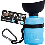 Gorilla Grip Premium Dog Water Bottle and Bowl, 12oz, Leak Resistant Portable, Easy Carry Pet Travel Bottles, Large Dispenser for Dogs Drinking, Walking Outdoor, Hiking, Blue