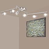 Pesuten LED 6 Lights Track Lighting Kit, 6-Way Ceiling Spotlight with Flexibly Rotatable Light Head, Directional Track Light for Kitchen, Living Room, Bedroom, Brushed Nickle, Bulbs Not Included…