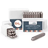 Metal Stamping Kit, 64 Piece Punch Set - Handwritten Style Font Number & Letter Stamps for Metal, Jewelry, Wood, Leather & More