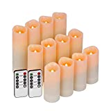 Enido Flameless Candles Led Candles Battery Operated Candles Exquisite Pack of 12 (D2.2'' x H4''5''6'') Waterproof Outdoor Indoor Candles with 10-Key Remotes and Cycling 24 Hours Timer (Plastic)