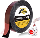 Flexible Magnetic Tape - 1 Inch x 10 Feet Magnetic Strip with Strong Self Adhesive - Ideal Magnetic Roll for Craft and DIY Projects - Sticky Magnets for Fridge and Dry Erase Board