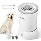 Automatic Dog Paw Cleaner, DOGNESS USB Charging Dog Paw Washer Cup, Portable Paw Cleaner for Small and Medium-sized Dogs with Soft Silicone Bristles, Dog Foot Washer for Dog and Cat Grooming with Muddy Paws（White）
