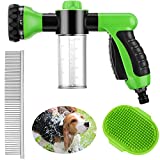 3 Pieces Pet Bathing Tool Set Include Foamer Washer, Dog Rubber Comb and Pet Stainless Steel Comb Spray Foamer Wash Foam Sprayer, Pet Bath Brush Rubber Dog Comb for Pets Showering (Green)