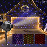 PEIDUO LED Party Projector Plug Powered with RGBW Spots Snow Fall, Multi Function Anamated Falling Snow Projector for Indoor Outdoor Holiday Party Décor,Landscape Lights for Home Yard Garden