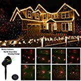 Christmas Motion Laser Lights Star Projector (Green & red stars) for Garden Decoration As Seen on TV, Pattern Beam Holiday Lighting for Seasonal Decorative House Wall Wedding Birthday Valentines Party