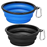 Kytely Large Collapsible Dog Bowls 2 Pack, 34oz Foldable Dog Travel Bowl, Portable Dog Water Food Bowl with Carabiner, Pet Feeding Cup Dish for Traveling, Walking, Parking