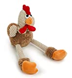 goDog Checkers Skinny Rooster With Chew Guard Technology Tough Plush Dog Toy, Brown, Small (70881)