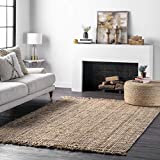nuLOOM Hand Woven Chunky Natural Jute Farmhouse Area Rug, 6' x 9', Natural
