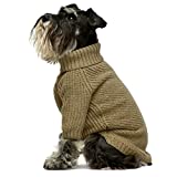 Fitwarm Thermal Knitted Dog Sweater Doggy Winter Coat Pet Clothes Doggie Turtleneck Jacket Puppy Outfits Cat Sweatsuit Sage Green Medium