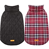 Kuoser Dog Coats Dog Jackets Waterproof Coats for Dogs Windproof Cold Weather Coats Small Medium Large Dog Clothes Reversible British Style Plaid Dog Sweaters Pets Apparel Winter Vest for Dog Red S