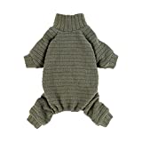 Fitwarm Turtleneck Knitted Dog Sweater Puppy Pajamas Thermal Doggie Winter Clothes Knitwear Pet Coats Cat Apparel Green Medium