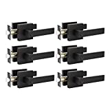 KNOBWELL 6 Pack Door Handles Black, Privacy Door Lever Bed and Bath Leverset Lockset, Left or Right Handing, Matte Black Finish 2.07 lb One Lever