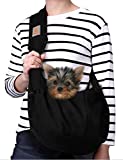 TOMKAS Small Dog Carrier Sling Puppy Sling Swaddle Carrier Puppy Pouches carring Bags for Small Dogs Dog Holder for Chest Yorkie Carrier (Black)