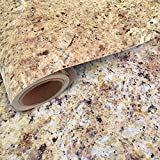 Instant Granite Countertop Vinyl Laminate Sheet | Peel & Stick | Durable Self-Adhesive Paper Resists Heat, Stains, Water | Kitchen & Bath | 36” x 72” | Granite Design | Venetian Gold/Santa Cecilia 6ft